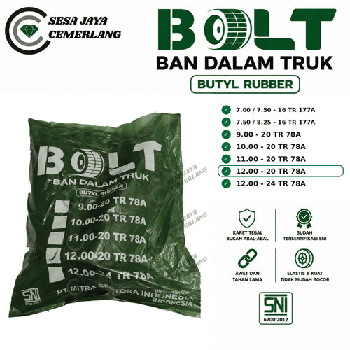 ukuran 12.00-20 Pentil Panjang Ban dalam Mobil truk BOLT Butyl Rubber