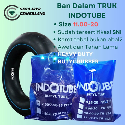 ukuran 11.00-20 Pentil Panjang Ban dalam Mobil truk Indotube Heavy Duty Butyl Rubber (BR)
