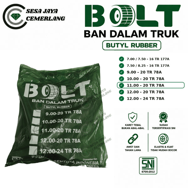 ukuran 11.00-20 Pentil Panjang Ban dalam Mobil truk BOLT Butyl Rubber