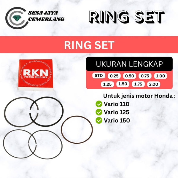 RING SET RKN Honda VARIO 110 / 125 / 150 STD OVERSIZE 0.25 0.50 0.75 1.00 1.25 1.50 1.75 2.00