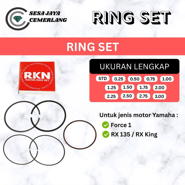 RING SET RKN Yamaha FORCE 1/ RX 135/ RX KING STD 0.25 0.50 0.75 1.00 1.25 1.50 1.75 2.00 2.25 2.50 2.75 3.00