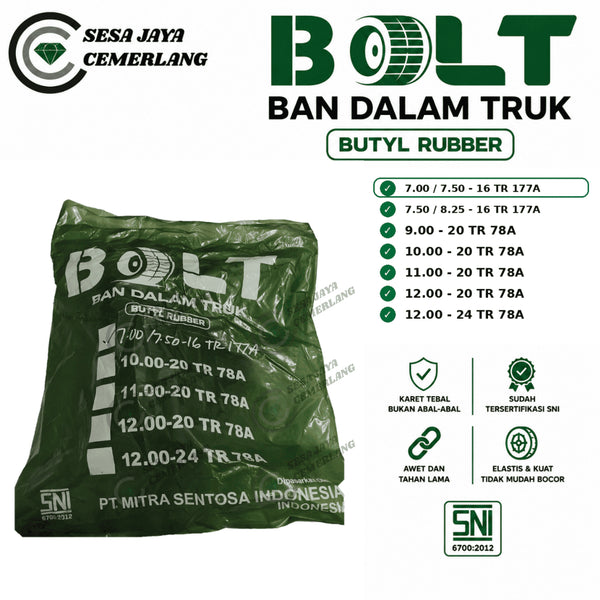 ukuran 7.00/7.50-16 Pentil Panjang Ban dalam Mobil truk BOLT Butyl Rubber