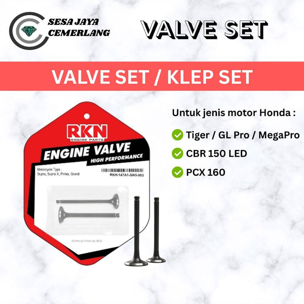 VALVE SET / KLEP SET RKN HONDA TIGER / GL PRO / MEGA PRO / CBR150 LED / PCX 160