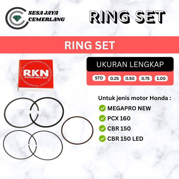 RING SET RKN Honda MEGAPRO NEW/ PCX 160/ CBR 150R/ CBR 150 LED STD OVERSIZE 0.25 0.50 0.75 1.00 1.25 1.50 1.75 2.00