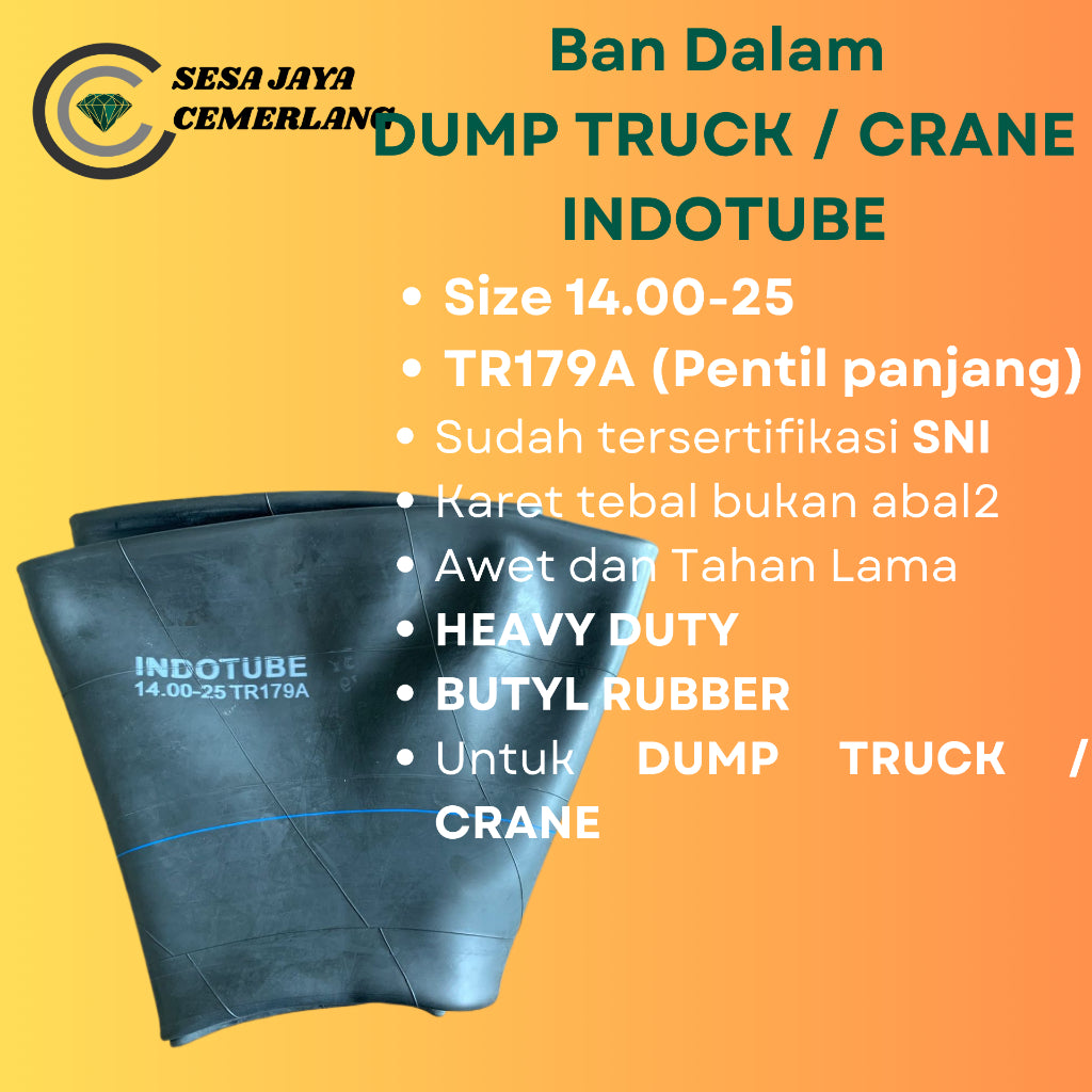 ukuran 14.00-25 Pentil Panjang Ban Dalam DUMP TRUCK/CRANE INDOTUBE