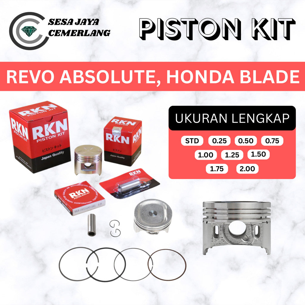 PISTON KIT RKN Honda Revo Abs, Blade STD 25 50 75 1.00 1.25 1.50 1.75 2.00