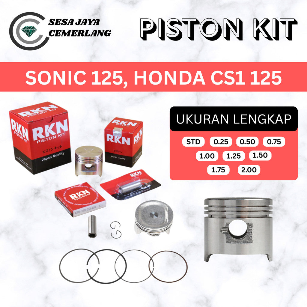PISTON KIT RKN Honda Sonic 125 & Honda CS1 125 (9 Ukuran)
